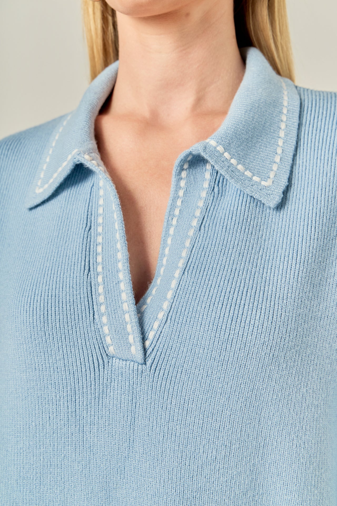 ENGLISH FACTORY - Stitch Detailed Polo Knit - TOPS available at Objectrare