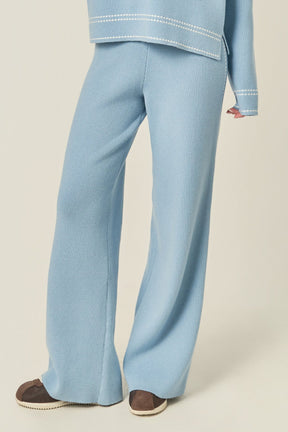 ENGLISH FACTORY - Stitch Detailed Knit Long Pants - PANTS available at Objectrare