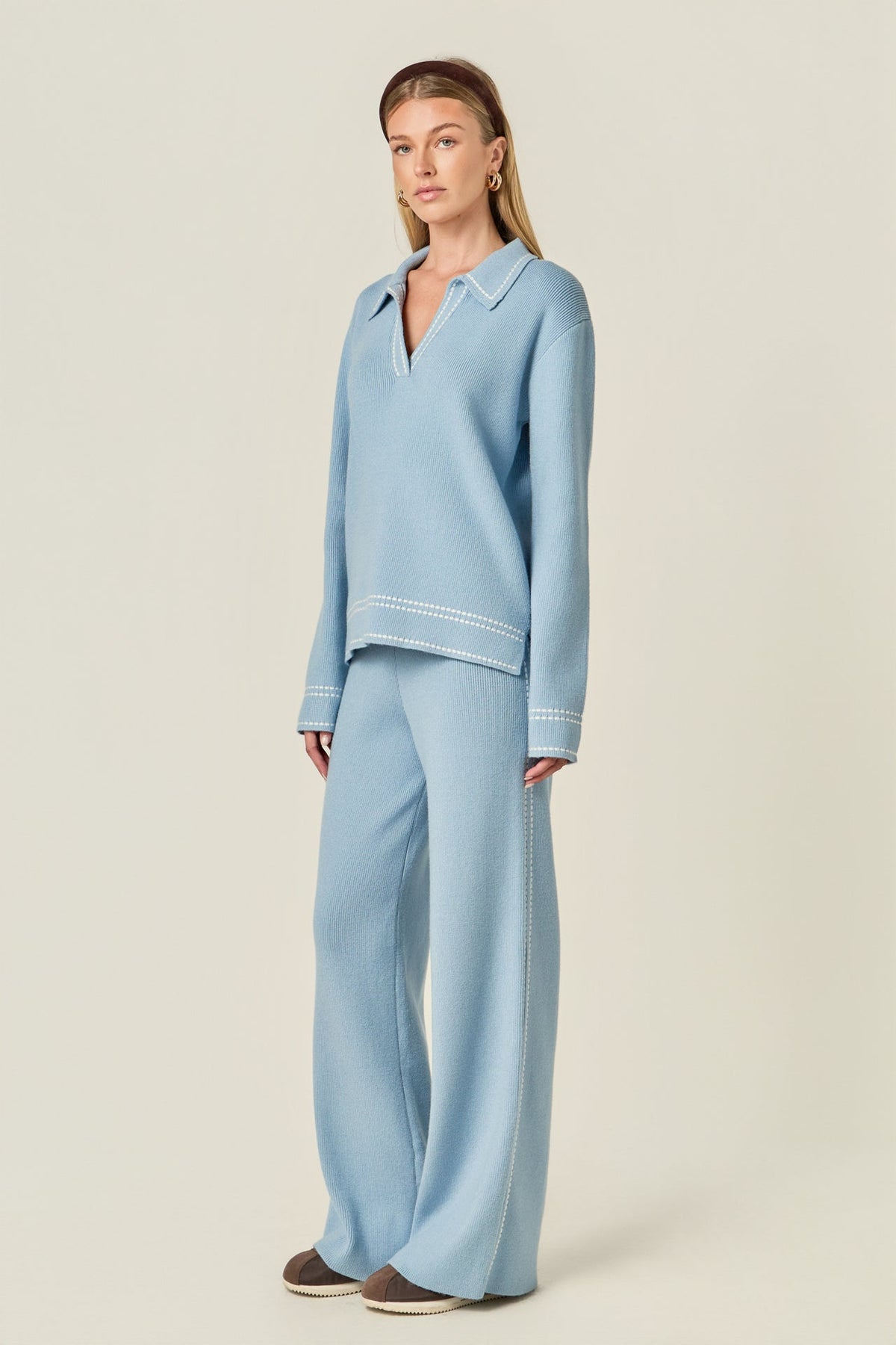 ENGLISH FACTORY - Stitch Detailed Knit Long Pants - PANTS available at Objectrare