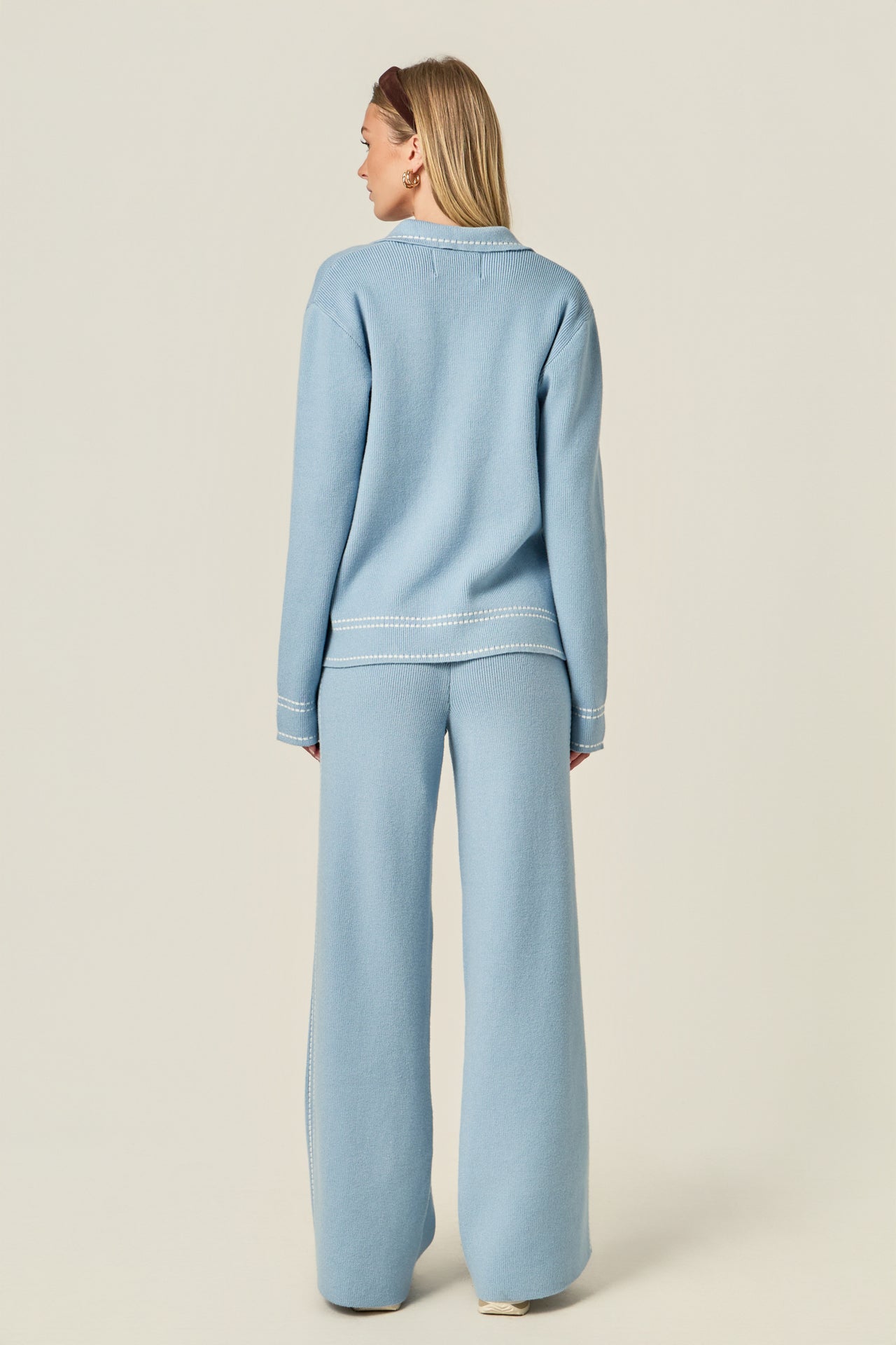 ENGLISH FACTORY - Stitch Detailed Knit Long Pants - PANTS available at Objectrare