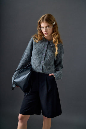 ENGLISH FACTORY - Lurex Argyle Knit Cardigan - SWEATERS & KNITS available at Objectrare