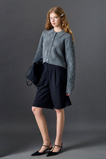 ENGLISH FACTORY - Lurex Argyle Knit Cardigan - SWEATERS & KNITS available at Objectrare