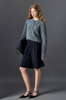 ENGLISH FACTORY - Lurex Argyle Knit Cardigan - SWEATERS & KNITS available at Objectrare