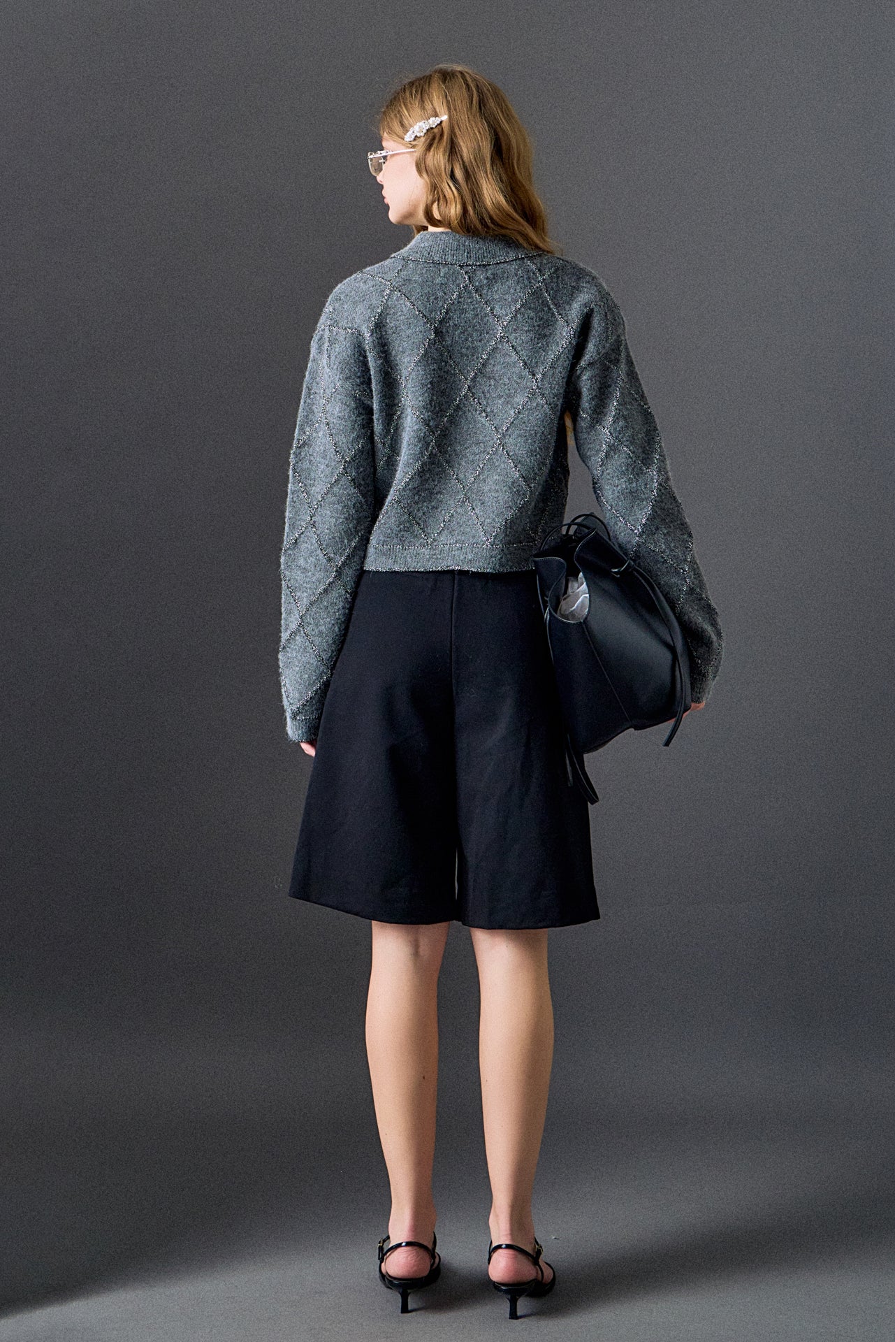 ENGLISH FACTORY - Lurex Argyle Knit Cardigan - SWEATERS & KNITS available at Objectrare