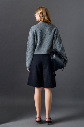 ENGLISH FACTORY - Lurex Argyle Knit Cardigan - SWEATERS & KNITS available at Objectrare