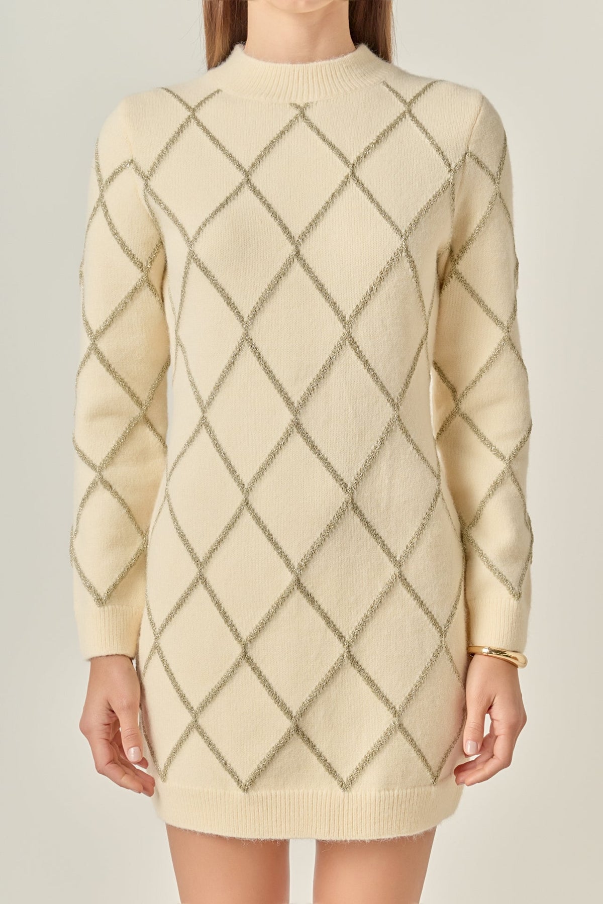 Lurex Argyle Pattern Dress