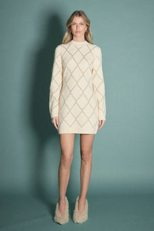 ENGLISH FACTORY - Lurex Argyle Pattern Dress - DRESSES available at Objectrare