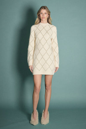 ENGLISH FACTORY - Lurex Argyle Pattern Dress - DRESSES available at Objectrare