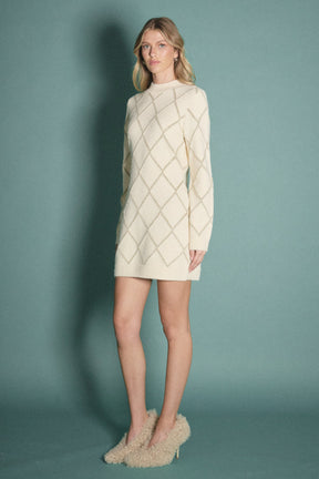 ENGLISH FACTORY - Lurex Argyle Pattern Dress - DRESSES available at Objectrare