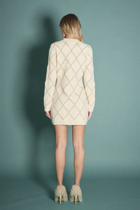 ENGLISH FACTORY - Lurex Argyle Pattern Dress - DRESSES available at Objectrare