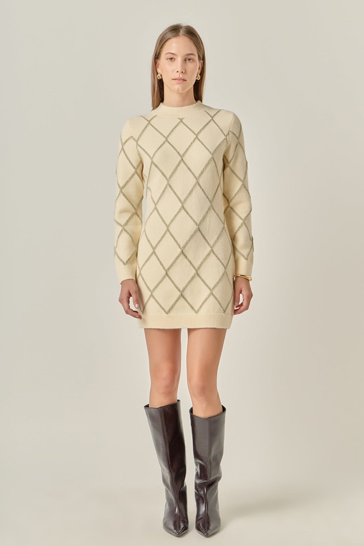 Lurex Argyle Pattern Dress