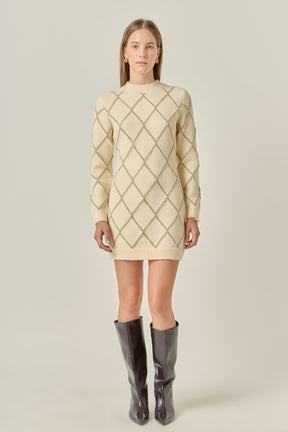 Lurex Argyle Pattern Dress