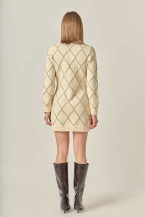 Lurex Argyle Pattern Dress