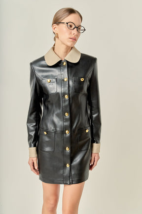 Victoria Faux Leather Mini Dres