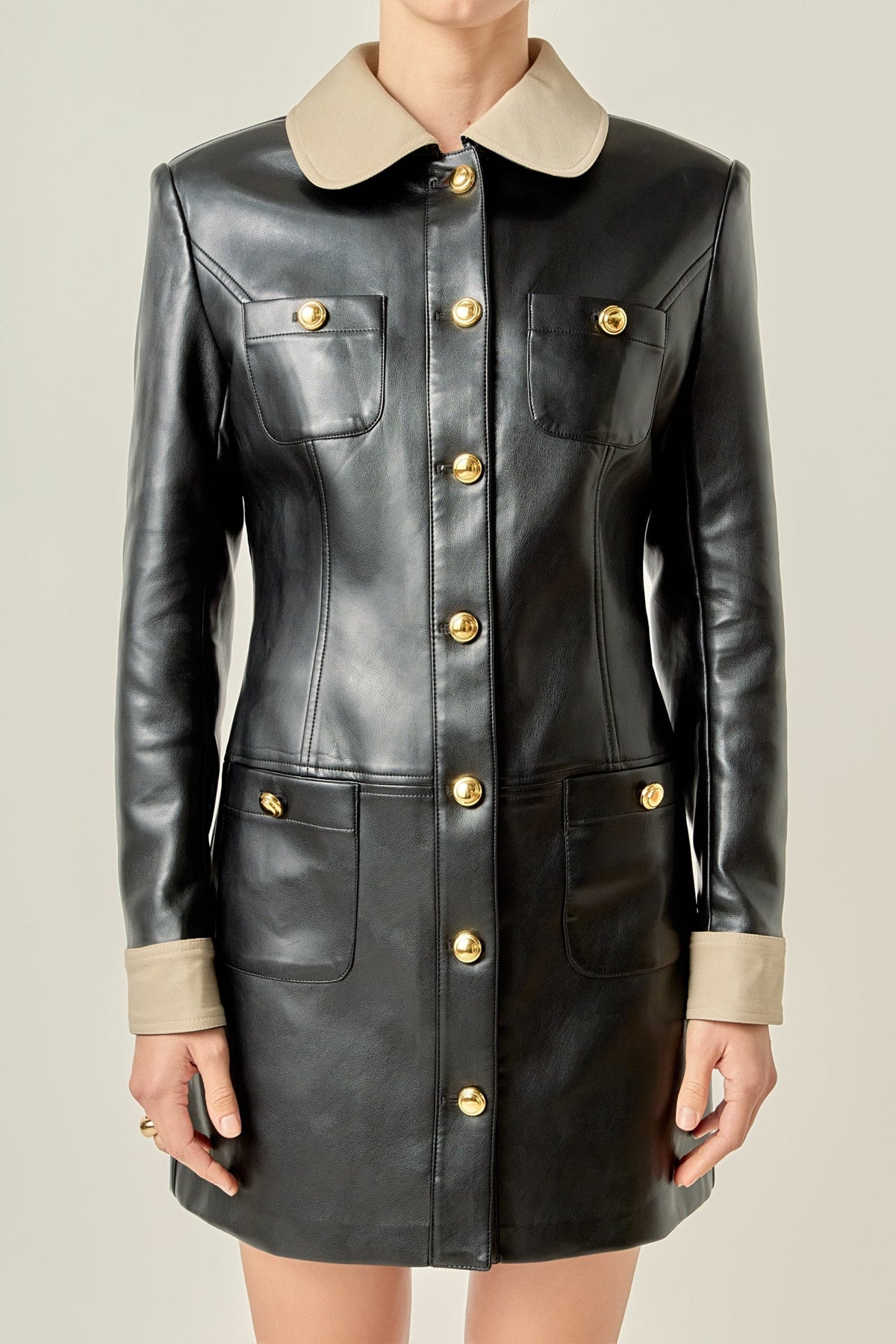 Victoria Faux Leather Mini Dres