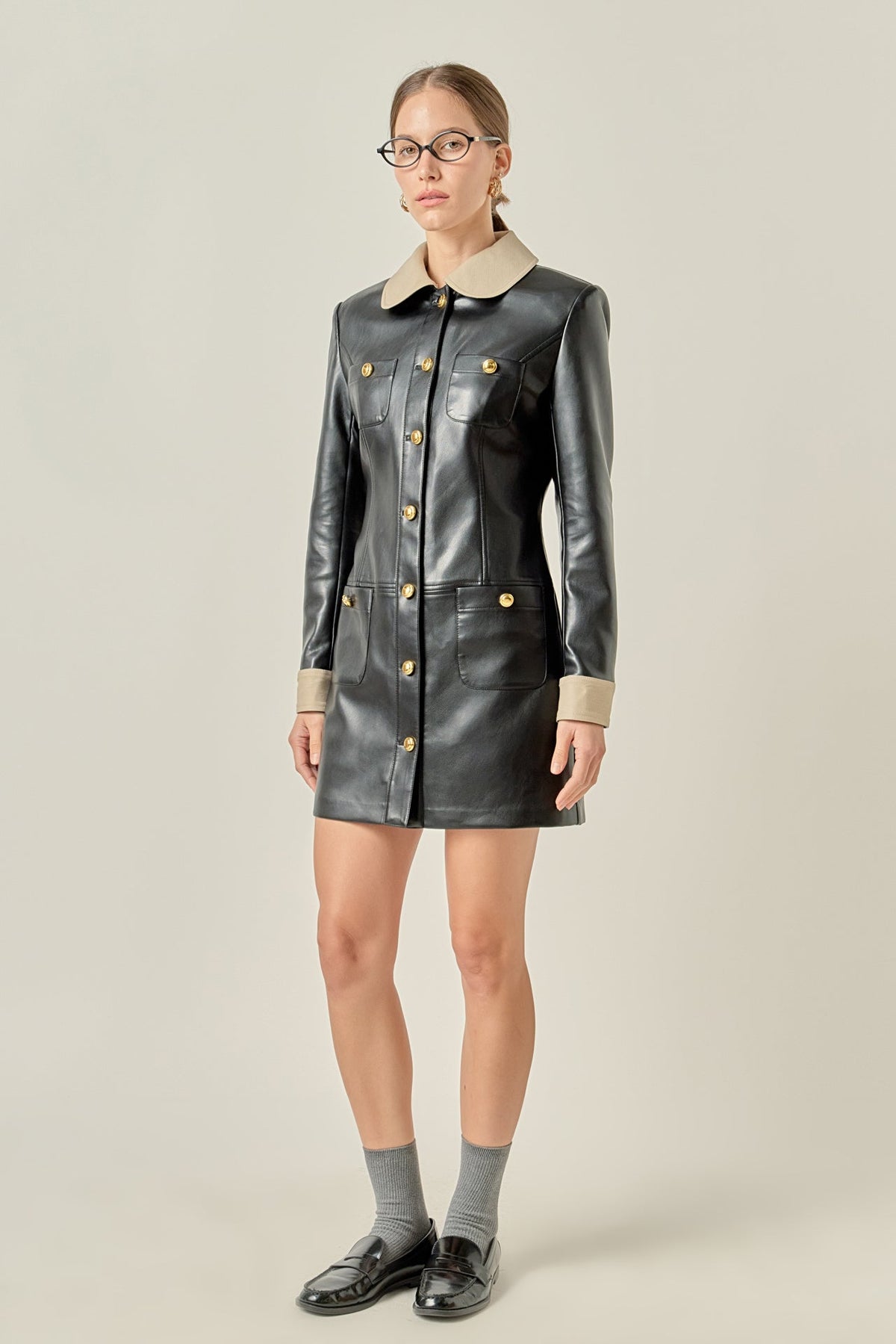 Victoria Faux Leather Mini Dres