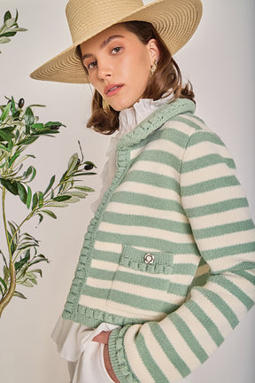 ENGLISH FACTORY - Braided Stripe Collar Cardigan - SWEATERS & KNITS available at Objectrare