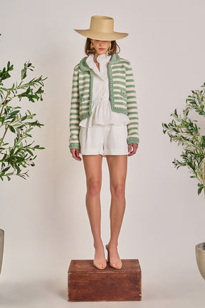 ENGLISH FACTORY - Braided Stripe Collar Cardigan - SWEATERS & KNITS available at Objectrare