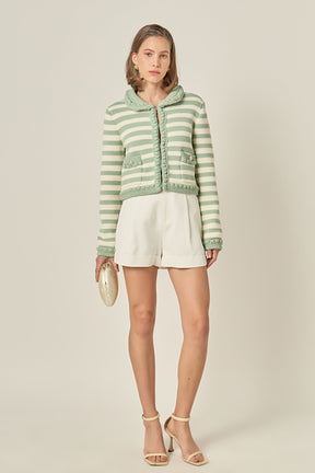 ENGLISH FACTORY - Braided Stripe Collar Cardigan - SWEATERS & KNITS available at Objectrare