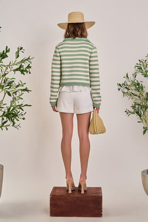 ENGLISH FACTORY - Braided Stripe Collar Cardigan - SWEATERS & KNITS available at Objectrare