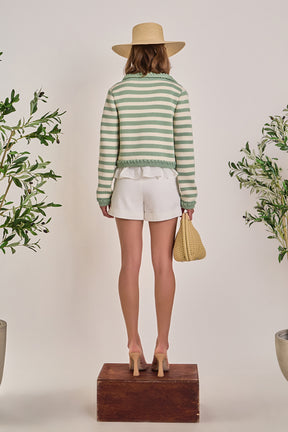 ENGLISH FACTORY - Braided Stripe Collar Cardigan - SWEATERS & KNITS available at Objectrare