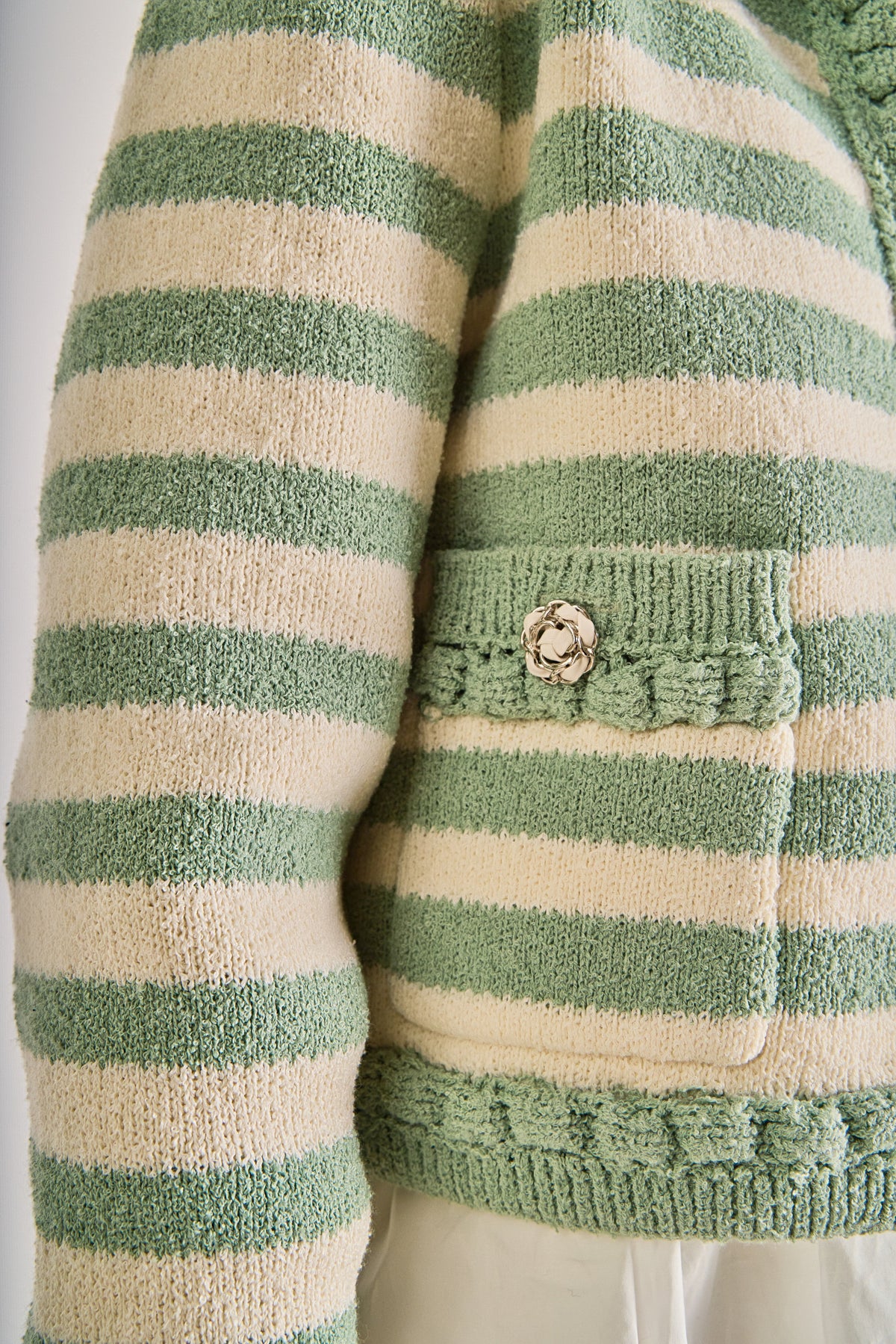 ENGLISH FACTORY - Braided Stripe Collar Cardigan - SWEATERS & KNITS available at Objectrare