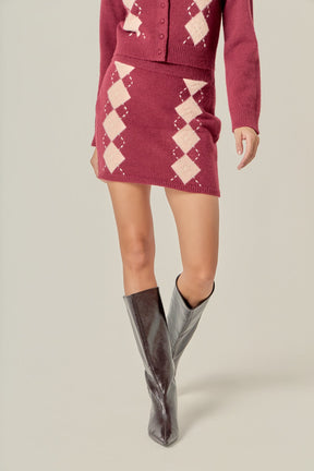 ENGLISH FACTORY - Argyle Knit Skirt - SKIRTS available at Objectrare