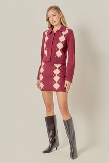 ENGLISH FACTORY - Argyle Knit Skirt - SKIRTS available at Objectrare
