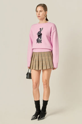 ENGLISH FACTORY - Bunny Rhinestone Bow Sweater - SWEATERS & KNITS available at Objectrare