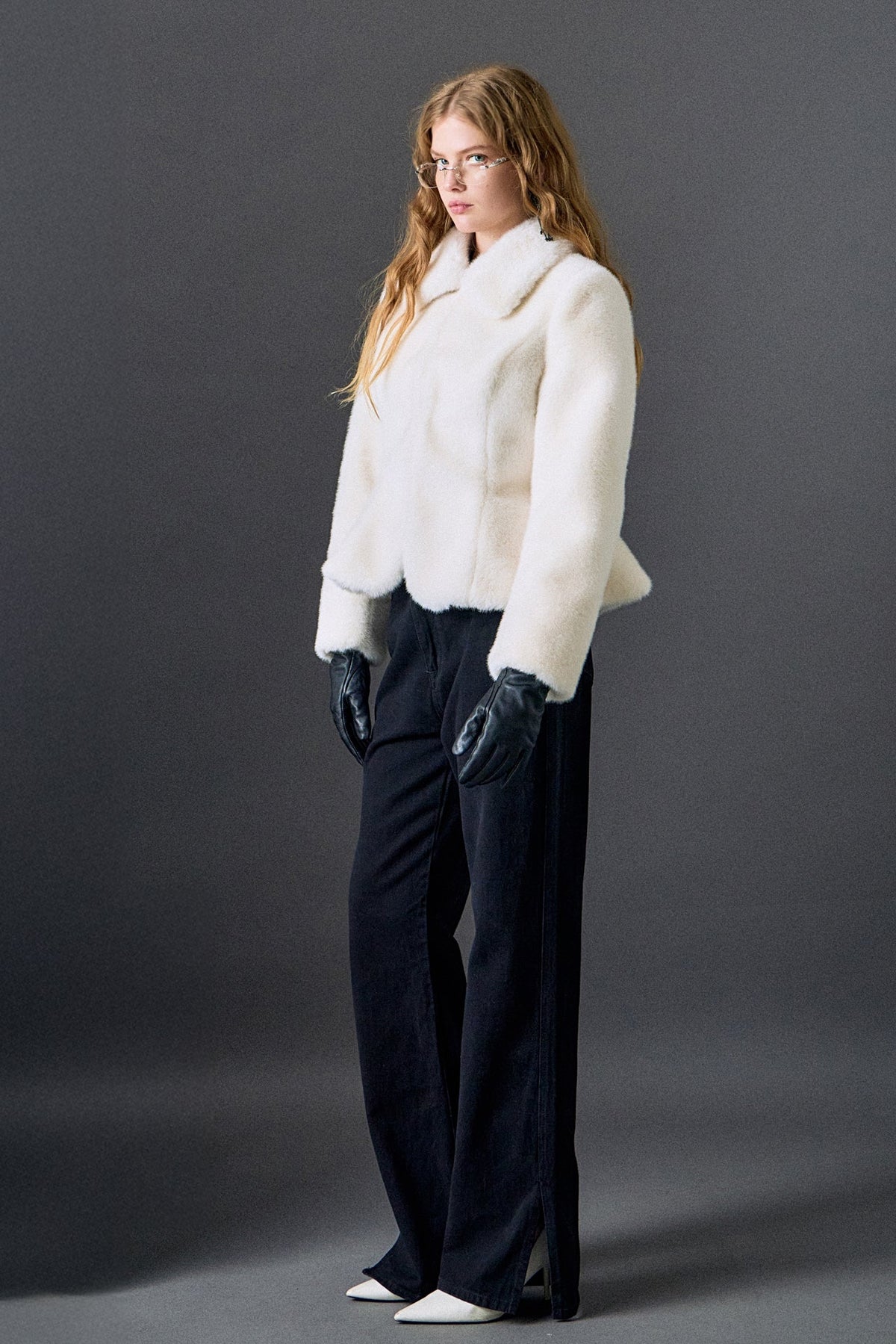 ENGLISH FACTORY - Peplum Faux Fur Coat - OUTERWEAR available at Objectrare