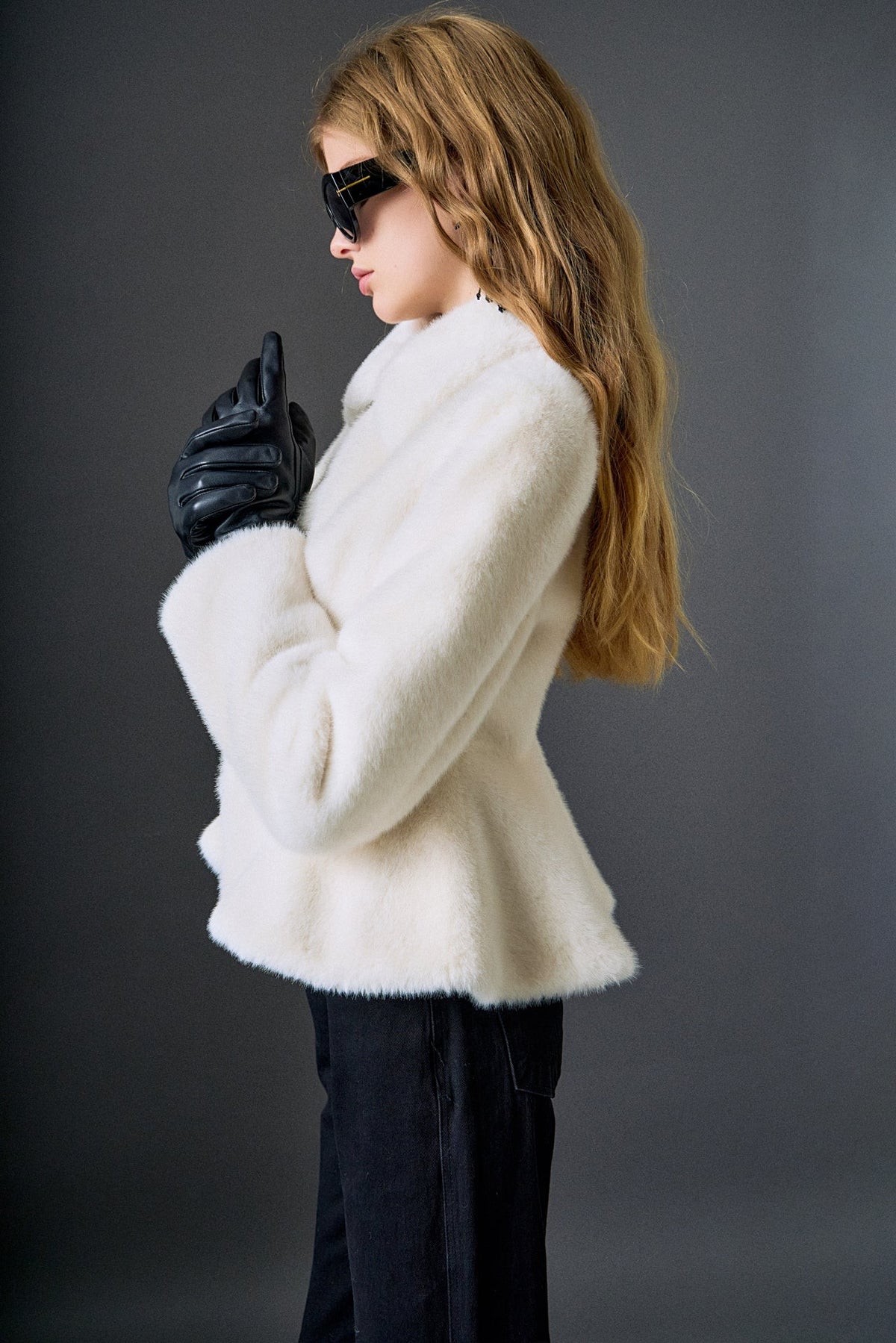 ENGLISH FACTORY - Peplum Faux Fur Coat - OUTERWEAR available at Objectrare