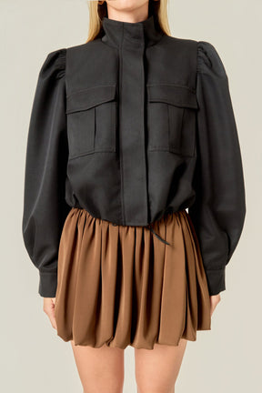 ENGLISH FACTORY - Technical Drawstring Bomber Jacket - JACKETS available at Objectrare