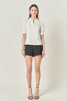 ENGLISH FACTORY - Mix Media Collar Top - TOPS available at Objectrare