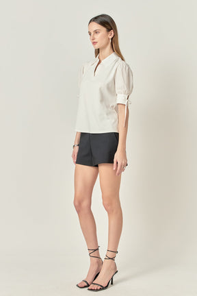 ENGLISH FACTORY - Mix Media Collar Top - TOPS available at Objectrare