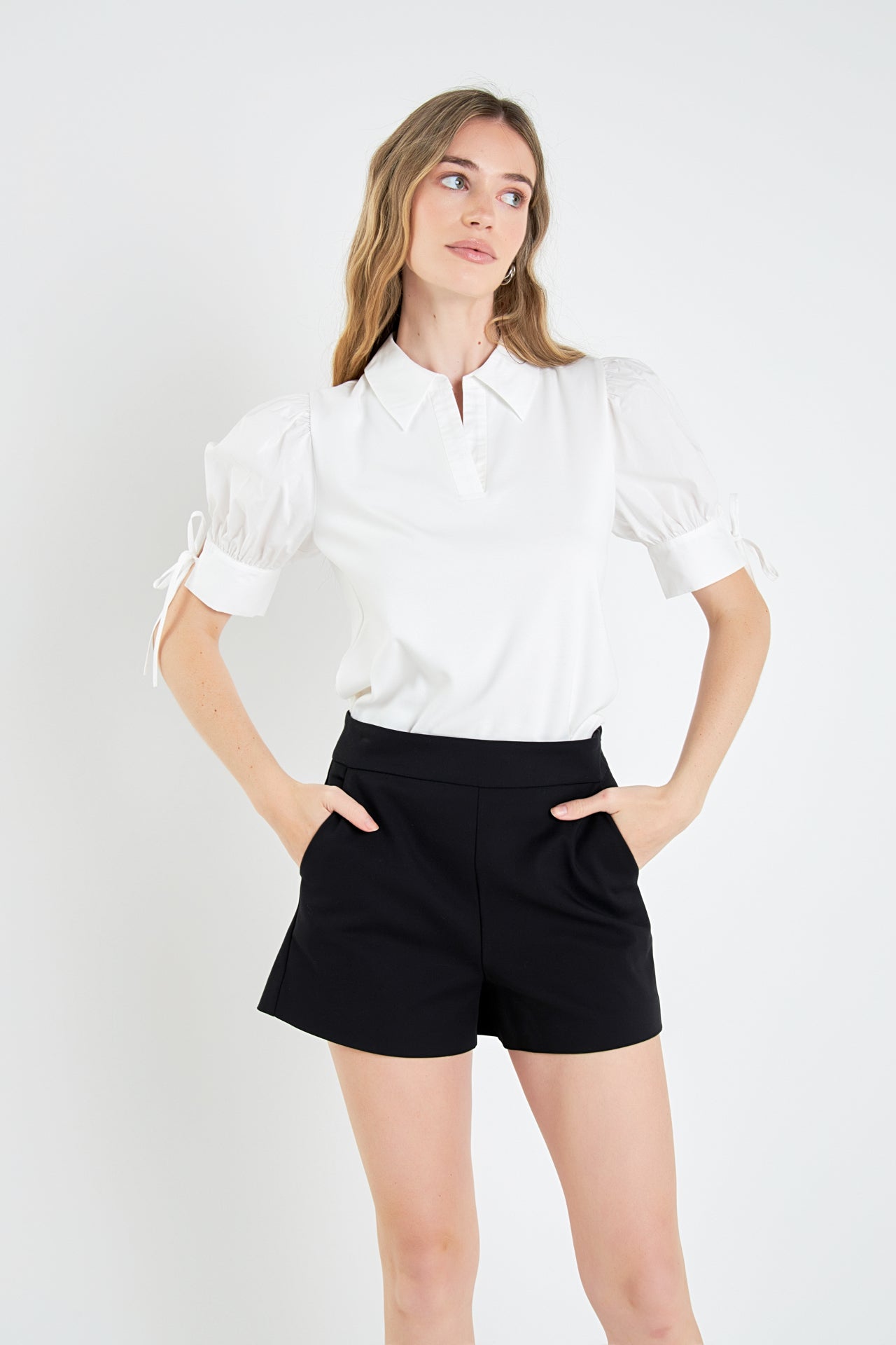 ENGLISH FACTORY - Mix Media Collar Top - TOPS available at Objectrare
