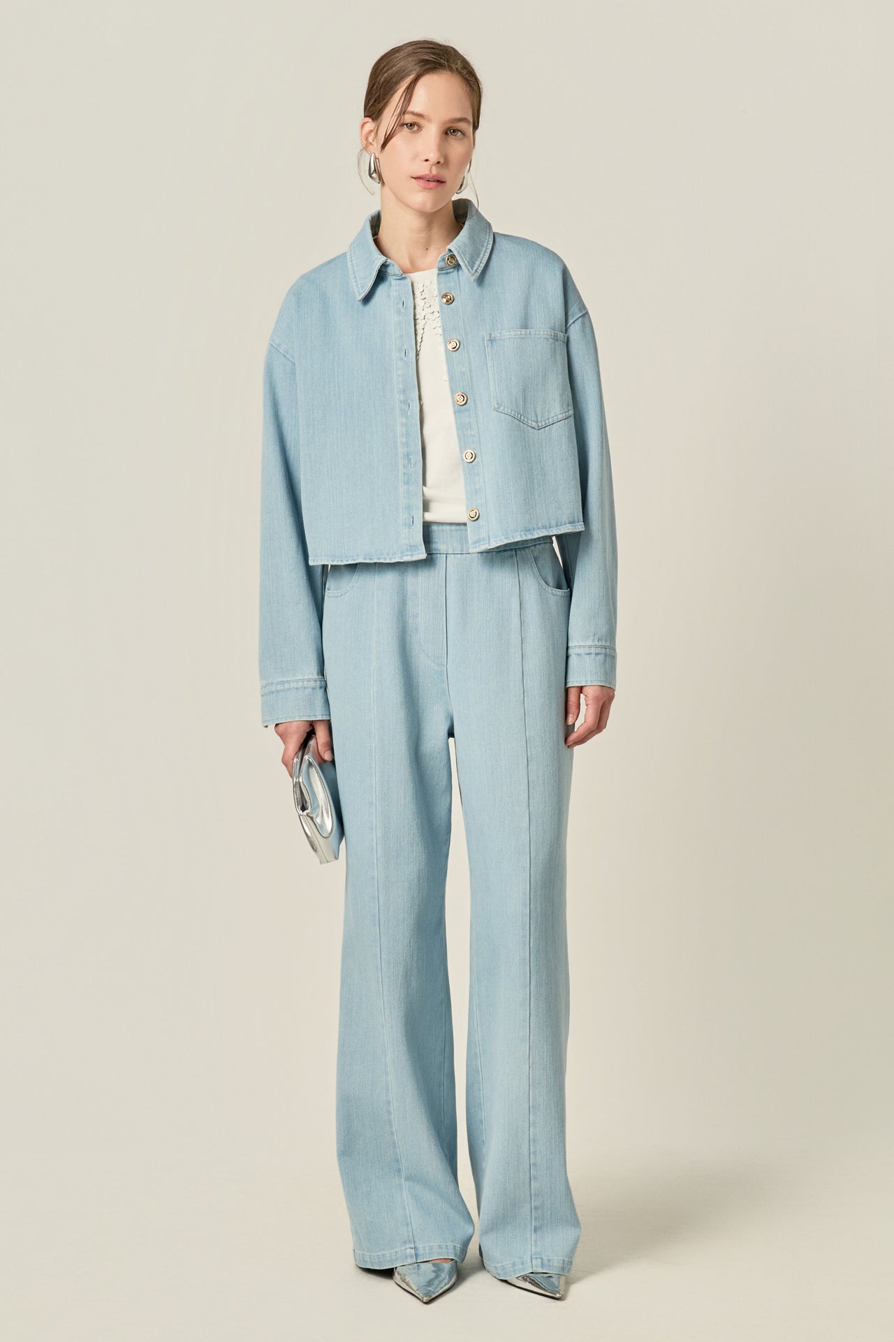 ENGLISH FACTORY - Elastic Waist Pintuck Denim Pants - PANTS available at Objectrare
