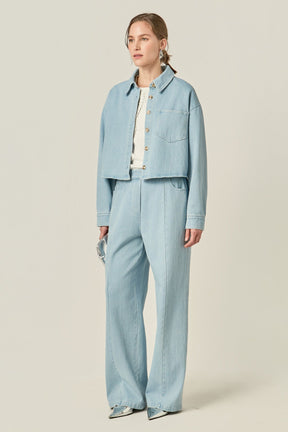 ENGLISH FACTORY - Elastic Waist Pintuck Denim Pants - PANTS available at Objectrare