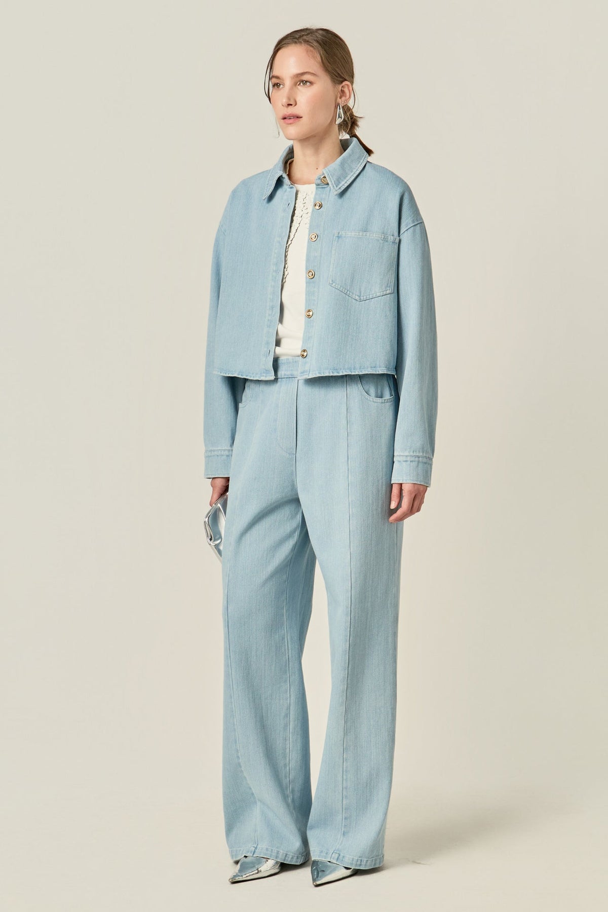 ENGLISH FACTORY - Elastic Waist Pintuck Denim Pants - PANTS available at Objectrare