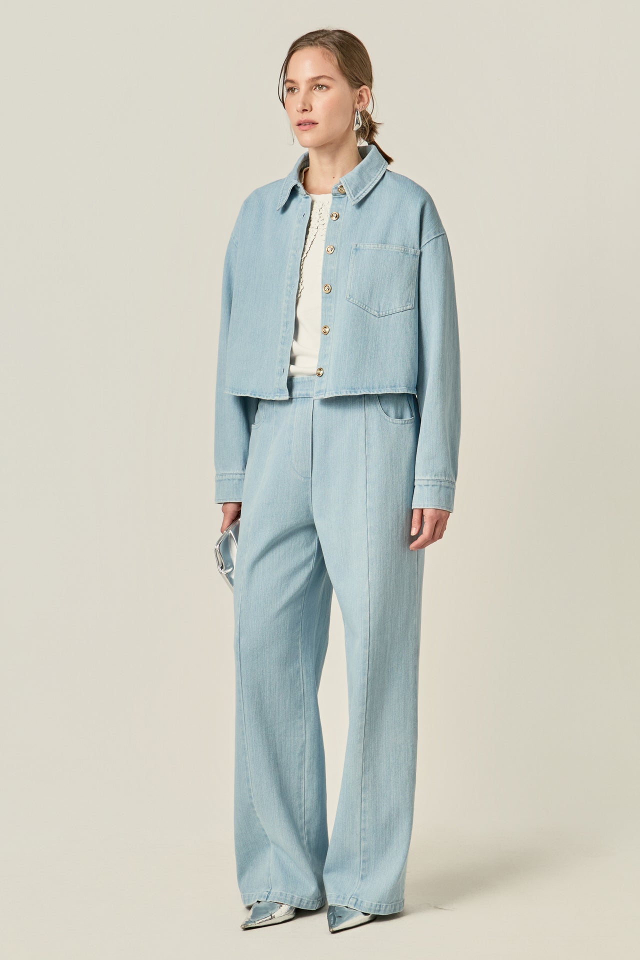 ENGLISH FACTORY - Elastic Waist Pintuck Denim Pants - PANTS available at Objectrare