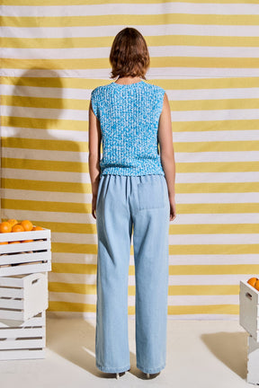 ENGLISH FACTORY - Elastic Waist Pintuck Denim Pants - PANTS available at Objectrare