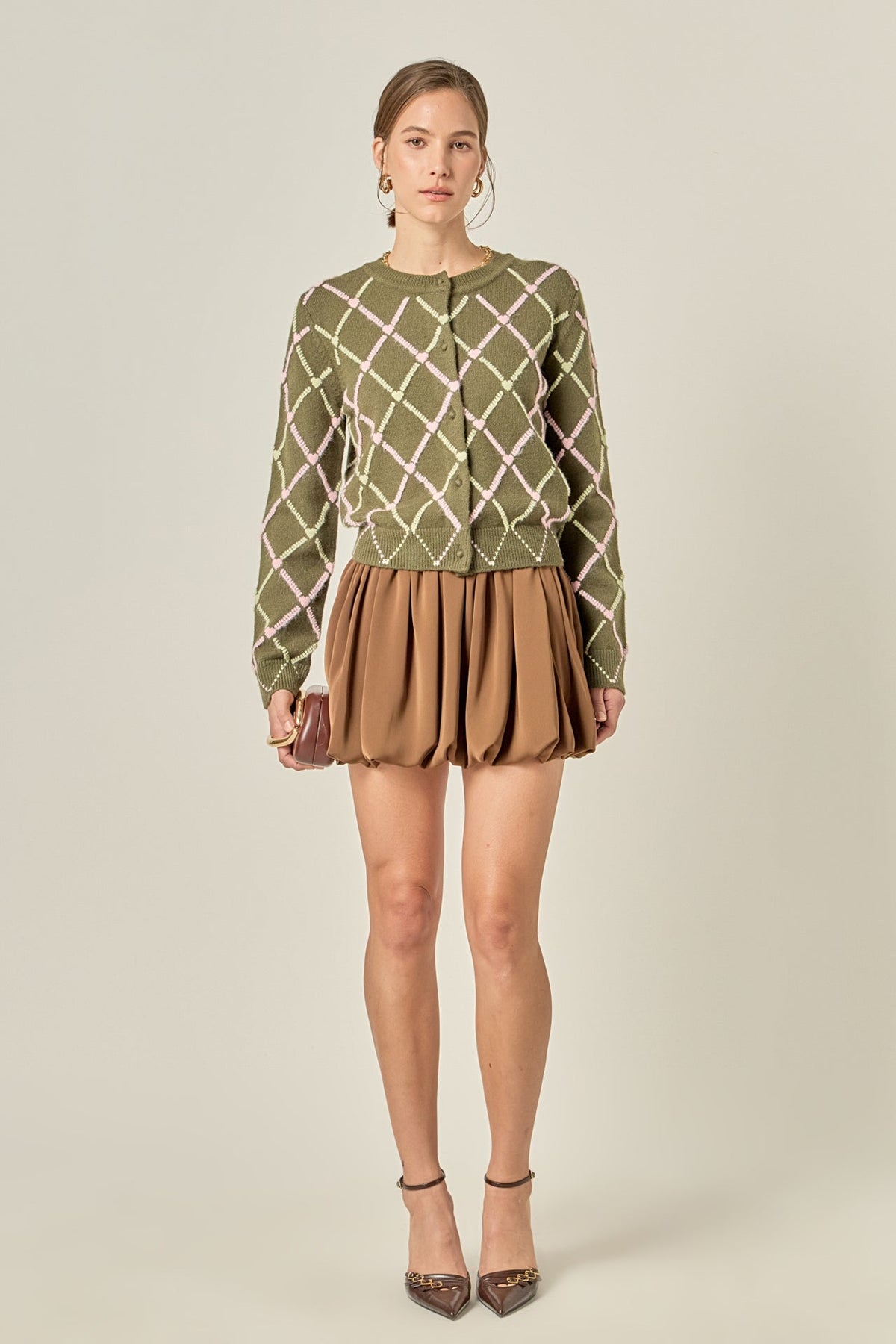 ENGLISH FACTORY - Diamond Heart Pattern Knit Cardigan - SWEATERS & KNITS available at Objectrare