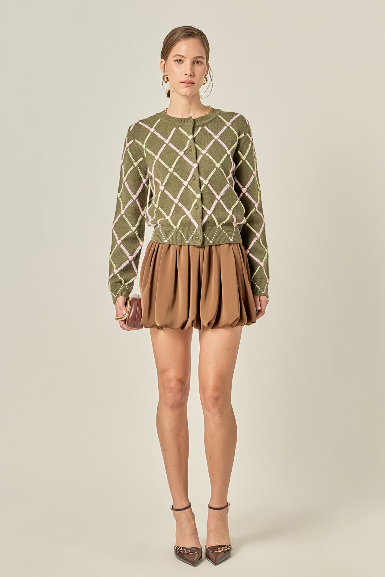 ENGLISH FACTORY - Diamond Heart Pattern Knit Cardigan - SWEATERS & KNITS available at Objectrare