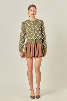 ENGLISH FACTORY - Diamond Heart Pattern Knit Cardigan - SWEATERS & KNITS available at Objectrare