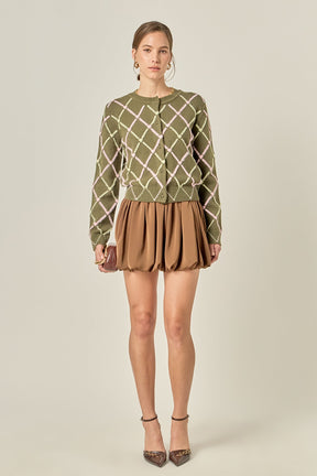 ENGLISH FACTORY - Diamond Heart Pattern Knit Cardigan - SWEATERS & KNITS available at Objectrare