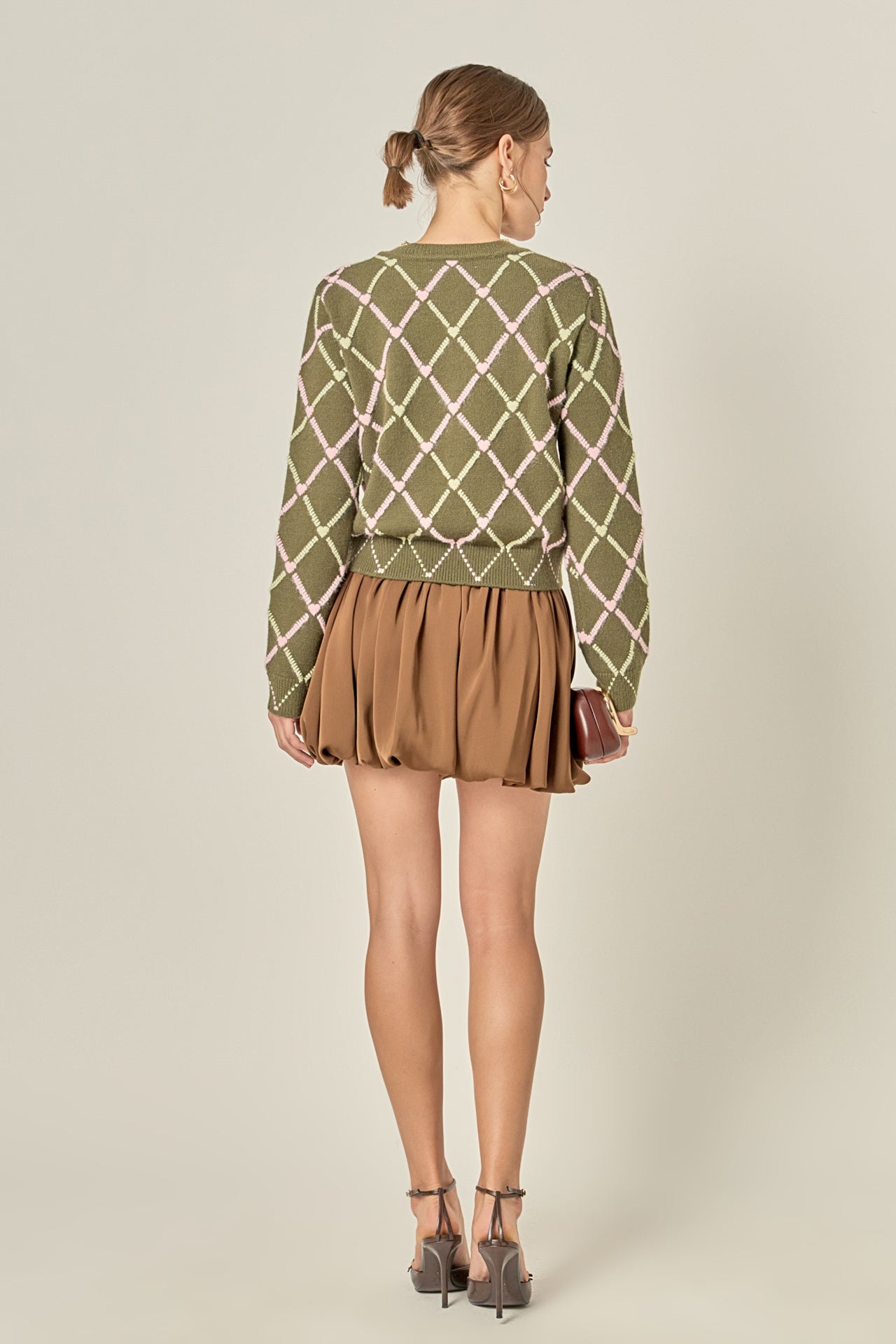 ENGLISH FACTORY - Diamond Heart Pattern Knit Cardigan - SWEATERS & KNITS available at Objectrare