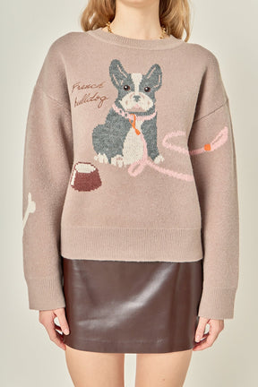 ENGLISH FACTORY - French Bulldog Sweater - SWEATERS & KNITS available at Objectrare