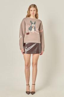 ENGLISH FACTORY - French Bulldog Sweater - SWEATERS & KNITS available at Objectrare