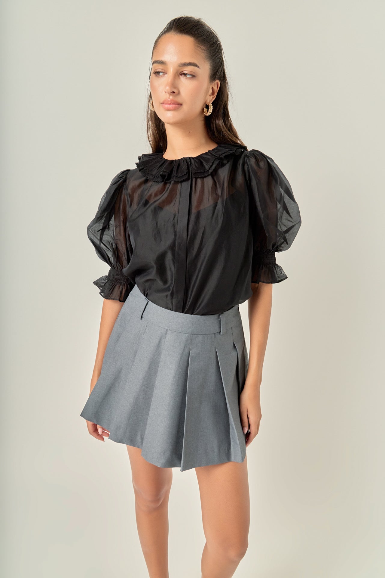ENGLISH FACTORY - Ruffled Short Sleeves Blouse - SHIRTS & BLOUSES available at Objectrare