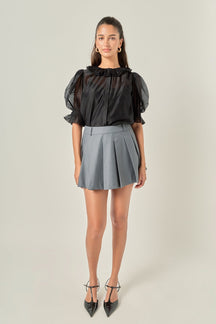 ENGLISH FACTORY - Ruffled Short Sleeves Blouse - SHIRTS & BLOUSES available at Objectrare