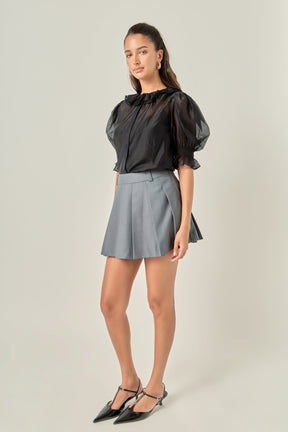 ENGLISH FACTORY - Ruffled Short Sleeves Blouse - SHIRTS & BLOUSES available at Objectrare